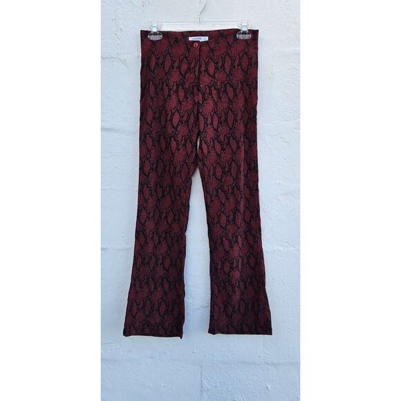 VTG Y2K Pants Womens Small 40 Red Black Python Print Mid Rise Boot Cut Stretch - Picture 1 of 13